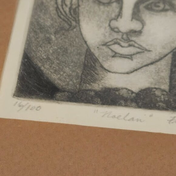 Franki Morris 1975 Signed Limited Edition Gray Framed "Noelan" Sketched Face Art - Picture 4 of 9